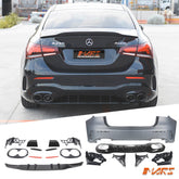 A45 - S Style Rear Bumper bar & Diffuser Bodykit for Mercedes - Benz A - Class W177 V177 Sedan & A35 AMG 2018 - 2024 - Mars Performance